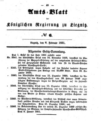 Amts-Blatt der Preußischen Regierung zu Liegnitz Samstag 8. Februar 1851