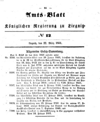 Amts-Blatt der Preußischen Regierung zu Liegnitz Samstag 22. März 1851