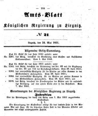 Amts-Blatt der Preußischen Regierung zu Liegnitz Samstag 24. Mai 1851