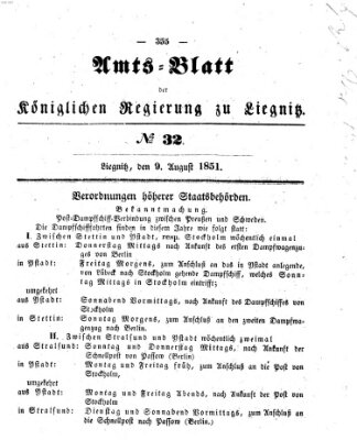 Amts-Blatt der Preußischen Regierung zu Liegnitz Samstag 9. August 1851