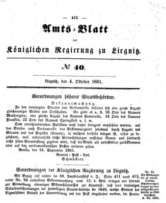 Amts-Blatt der Preußischen Regierung zu Liegnitz Samstag 4. Oktober 1851