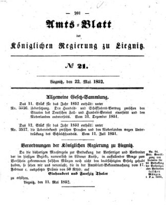 Amts-Blatt der Preußischen Regierung zu Liegnitz Samstag 22. Mai 1852