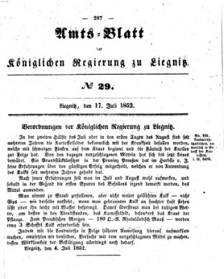 Amts-Blatt der Preußischen Regierung zu Liegnitz Samstag 17. Juli 1852