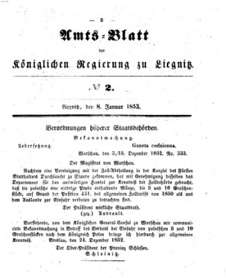 Amts-Blatt der Preußischen Regierung zu Liegnitz Samstag 8. Januar 1853