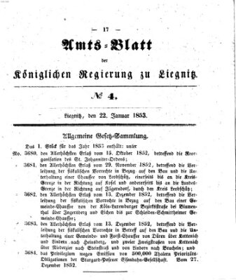 Amts-Blatt der Preußischen Regierung zu Liegnitz Samstag 22. Januar 1853