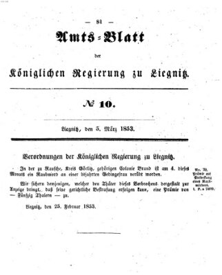 Amts-Blatt der Preußischen Regierung zu Liegnitz Samstag 5. März 1853