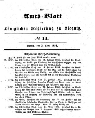 Amts-Blatt der Preußischen Regierung zu Liegnitz Samstag 2. April 1853