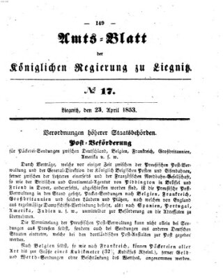 Amts-Blatt der Preußischen Regierung zu Liegnitz Samstag 23. April 1853