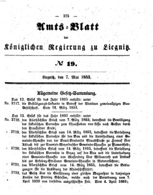 Amts-Blatt der Preußischen Regierung zu Liegnitz Samstag 7. Mai 1853