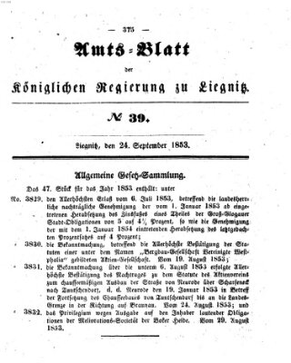 Amts-Blatt der Preußischen Regierung zu Liegnitz Samstag 24. September 1853