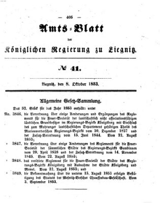 Amts-Blatt der Preußischen Regierung zu Liegnitz Samstag 8. Oktober 1853