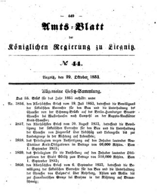 Amts-Blatt der Preußischen Regierung zu Liegnitz Samstag 29. Oktober 1853