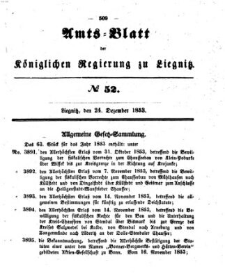 Amts-Blatt der Preußischen Regierung zu Liegnitz Samstag 24. Dezember 1853