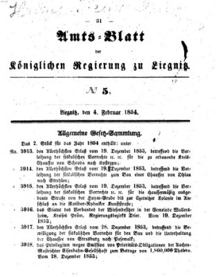 Amts-Blatt der Preußischen Regierung zu Liegnitz Samstag 4. Februar 1854