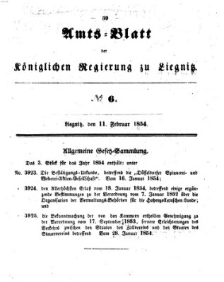 Amts-Blatt der Preußischen Regierung zu Liegnitz Samstag 11. Februar 1854