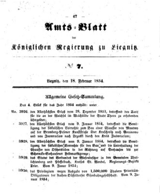 Amts-Blatt der Preußischen Regierung zu Liegnitz Samstag 18. Februar 1854