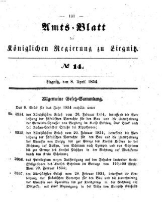 Amts-Blatt der Preußischen Regierung zu Liegnitz Samstag 8. April 1854