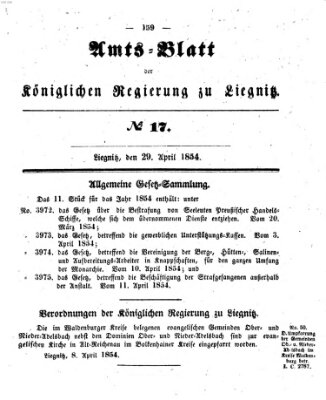 Amts-Blatt der Preußischen Regierung zu Liegnitz Samstag 29. April 1854