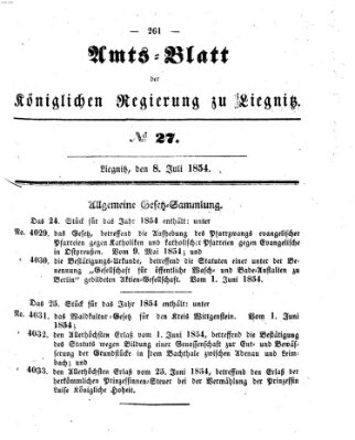 Amts-Blatt der Preußischen Regierung zu Liegnitz Samstag 8. Juli 1854