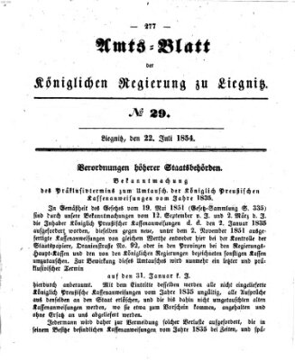 Amts-Blatt der Preußischen Regierung zu Liegnitz Samstag 22. Juli 1854