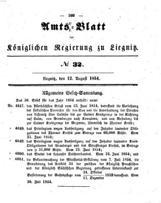 Amts-Blatt der Preußischen Regierung zu Liegnitz Samstag 12. August 1854