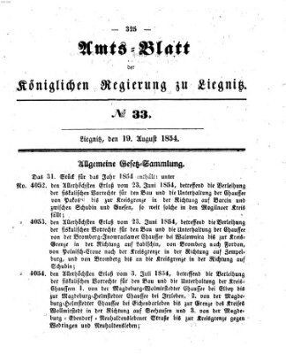 Amts-Blatt der Preußischen Regierung zu Liegnitz Samstag 19. August 1854