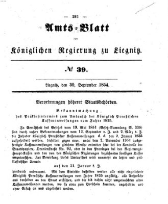 Amts-Blatt der Preußischen Regierung zu Liegnitz Samstag 30. September 1854