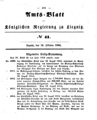 Amts-Blatt der Preußischen Regierung zu Liegnitz Samstag 14. Oktober 1854