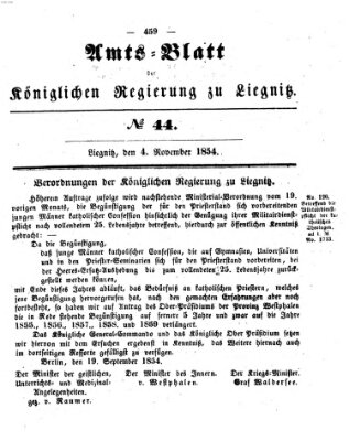 Amts-Blatt der Preußischen Regierung zu Liegnitz Samstag 4. November 1854