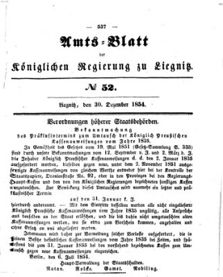 Amts-Blatt der Preußischen Regierung zu Liegnitz Samstag 30. Dezember 1854