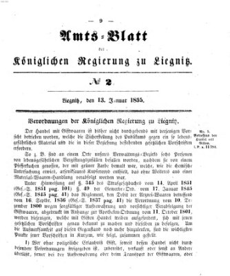 Amts-Blatt der Preußischen Regierung zu Liegnitz Samstag 13. Januar 1855