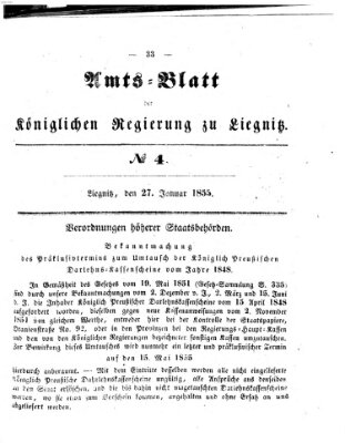 Amts-Blatt der Preußischen Regierung zu Liegnitz Samstag 27. Januar 1855