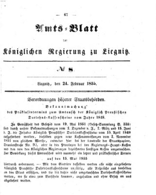 Amts-Blatt der Preußischen Regierung zu Liegnitz Samstag 24. Februar 1855