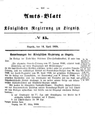 Amts-Blatt der Preußischen Regierung zu Liegnitz Samstag 14. April 1855