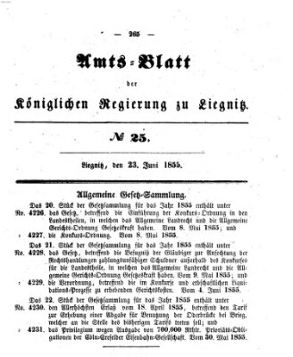Amts-Blatt der Preußischen Regierung zu Liegnitz Samstag 23. Juni 1855