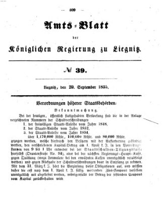 Amts-Blatt der Preußischen Regierung zu Liegnitz Samstag 29. September 1855