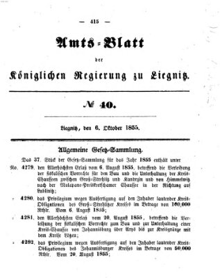 Amts-Blatt der Preußischen Regierung zu Liegnitz Samstag 6. Oktober 1855