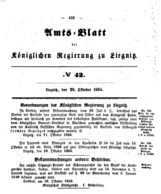 Amts-Blatt der Preußischen Regierung zu Liegnitz Samstag 20. Oktober 1855
