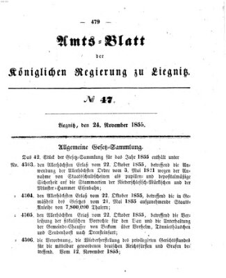 Amts-Blatt der Preußischen Regierung zu Liegnitz Samstag 24. November 1855