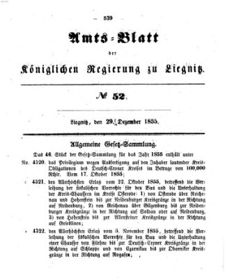 Amts-Blatt der Preußischen Regierung zu Liegnitz Samstag 29. Dezember 1855