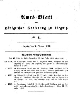 Amts-Blatt der Preußischen Regierung zu Liegnitz Samstag 5. Januar 1856