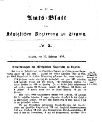 Amts-Blatt der Preußischen Regierung zu Liegnitz Samstag 16. Februar 1856