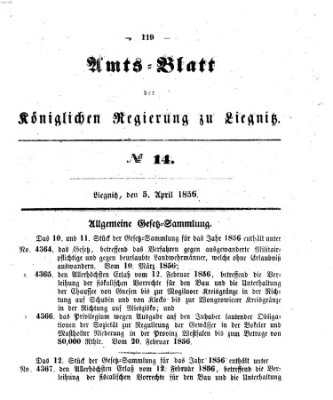 Amts-Blatt der Preußischen Regierung zu Liegnitz Samstag 5. April 1856