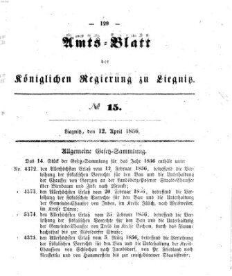 Amts-Blatt der Preußischen Regierung zu Liegnitz Samstag 12. April 1856