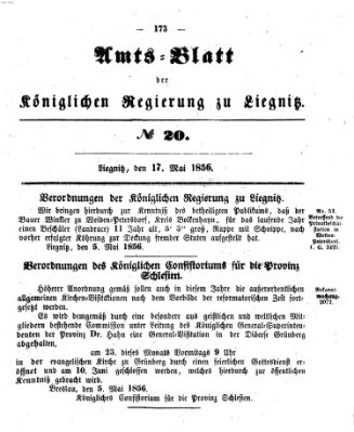 Amts-Blatt der Preußischen Regierung zu Liegnitz Samstag 17. Mai 1856