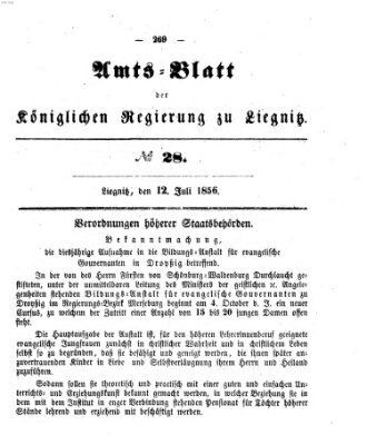 Amts-Blatt der Preußischen Regierung zu Liegnitz Samstag 12. Juli 1856