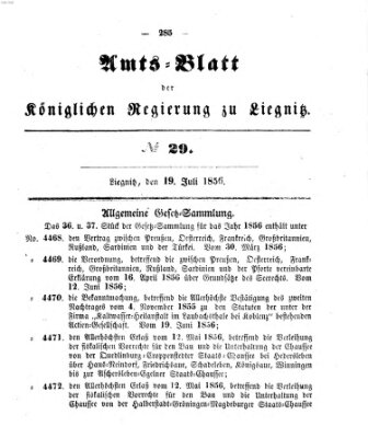 Amts-Blatt der Preußischen Regierung zu Liegnitz Samstag 19. Juli 1856