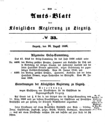 Amts-Blatt der Preußischen Regierung zu Liegnitz Samstag 16. August 1856