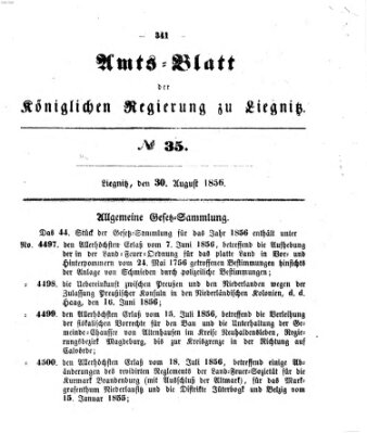 Amts-Blatt der Preußischen Regierung zu Liegnitz Samstag 30. August 1856