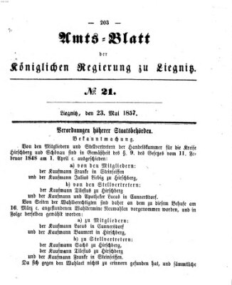 Amts-Blatt der Preußischen Regierung zu Liegnitz Samstag 23. Mai 1857